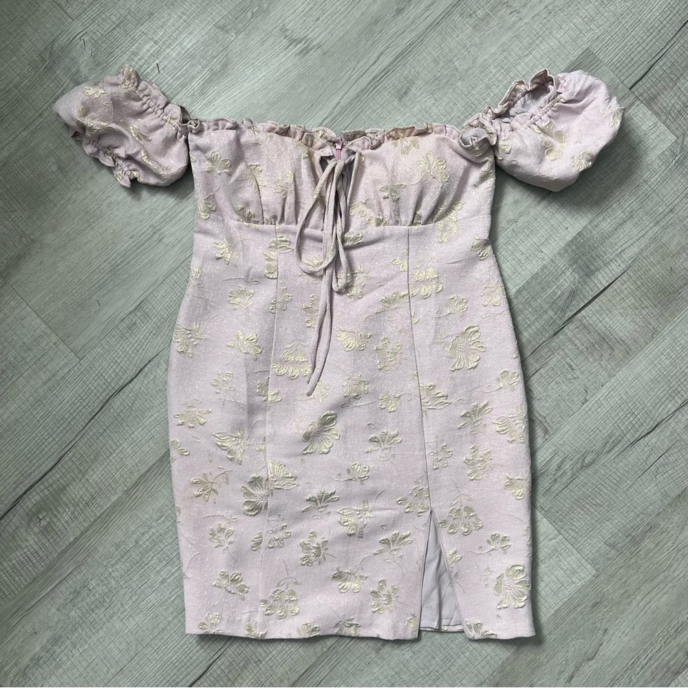MAJORELLE Solandia Mini Dress Jacquard, Puff-Sleeve Large - Picture 4 of 16
